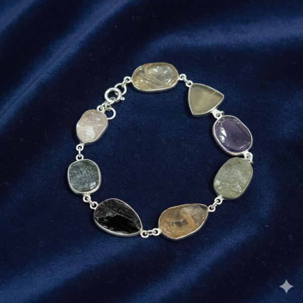 rough stone silver bracelet