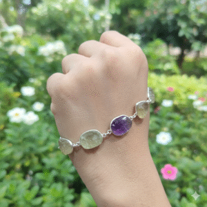 rough stone silver bracelet