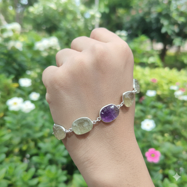 rough stone silver bracelet