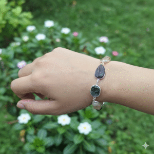 rough stone silver bracelet